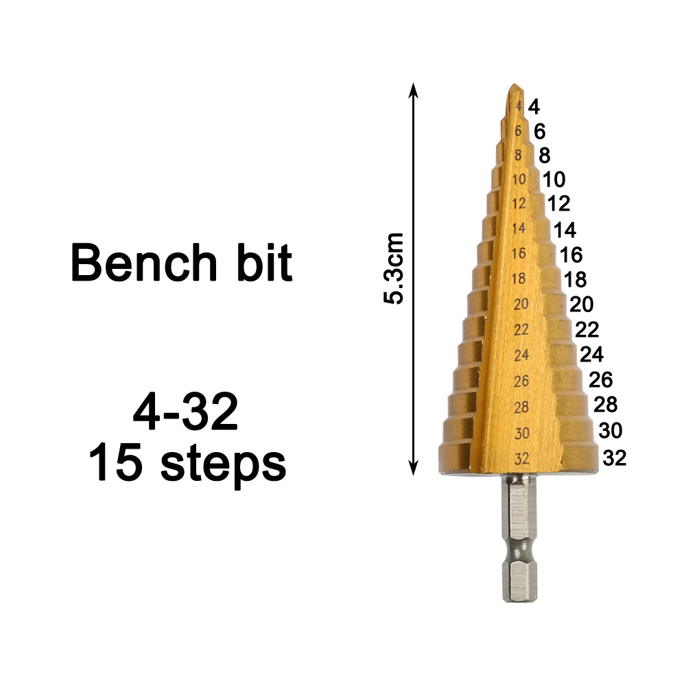 HSS Стальные титановые ступенчатые сверла 4-12 мм 4-20 мм 4-32 мм ступенчатые конусные режущие инструменты сталь Деревообработка Дерево Металл 4-12/20/32 с сумкой