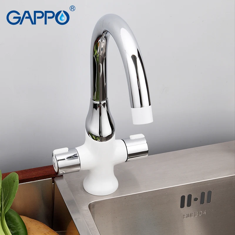 GAPPO High quality Kitchen sink Faucet Deck-Mounted Double Handle kitchen tap Chrome Finished Mirror Spray Planting GA4049