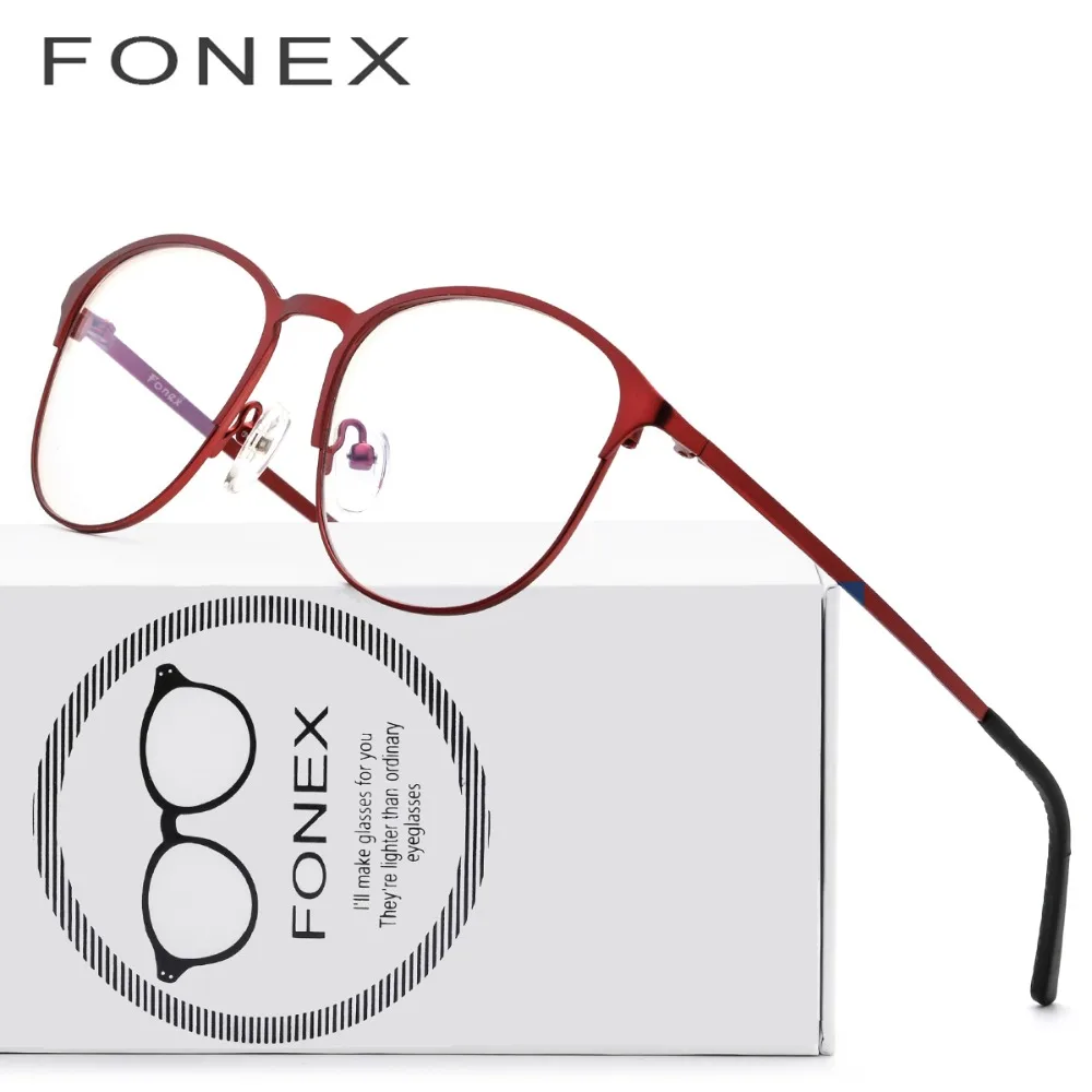 

Titanium Glasses Frame Women Brand Designer Female Vintage Round Prescription Eyeglasses Red Full Myopia Optical Frames Eyewear