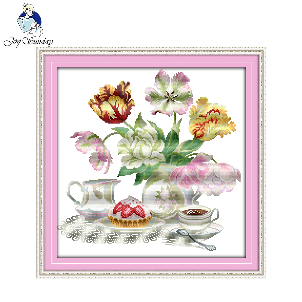Joy Sunday Flower Style Tulip Beginner Counted Big Kits Cross Stitch