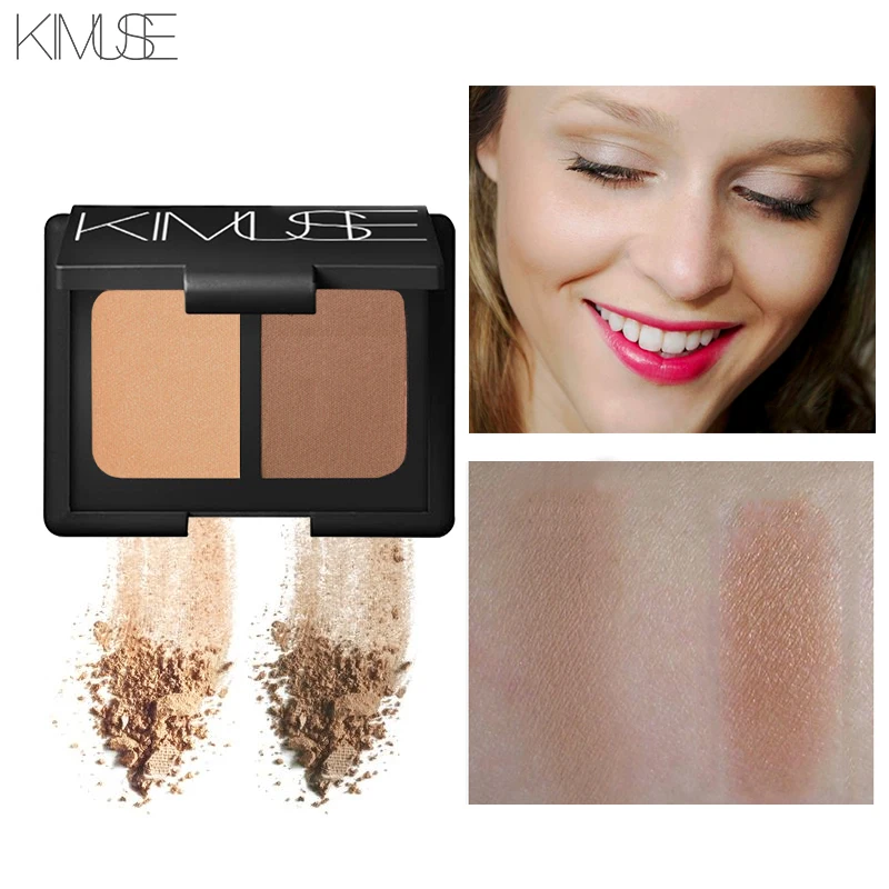 

KIMUSE 2 Color Makeup Highlight Contour Bronzer Shading Powder Palette Brighten Shading Powder Mirror Facial Cosmetics