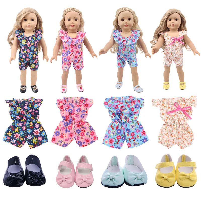 

Little Fresh Little Floral Jumpsuit Fit 18 Inch American 43cm Baby Doll Clothes Accessories, The Best Christmas Gift For Childr
