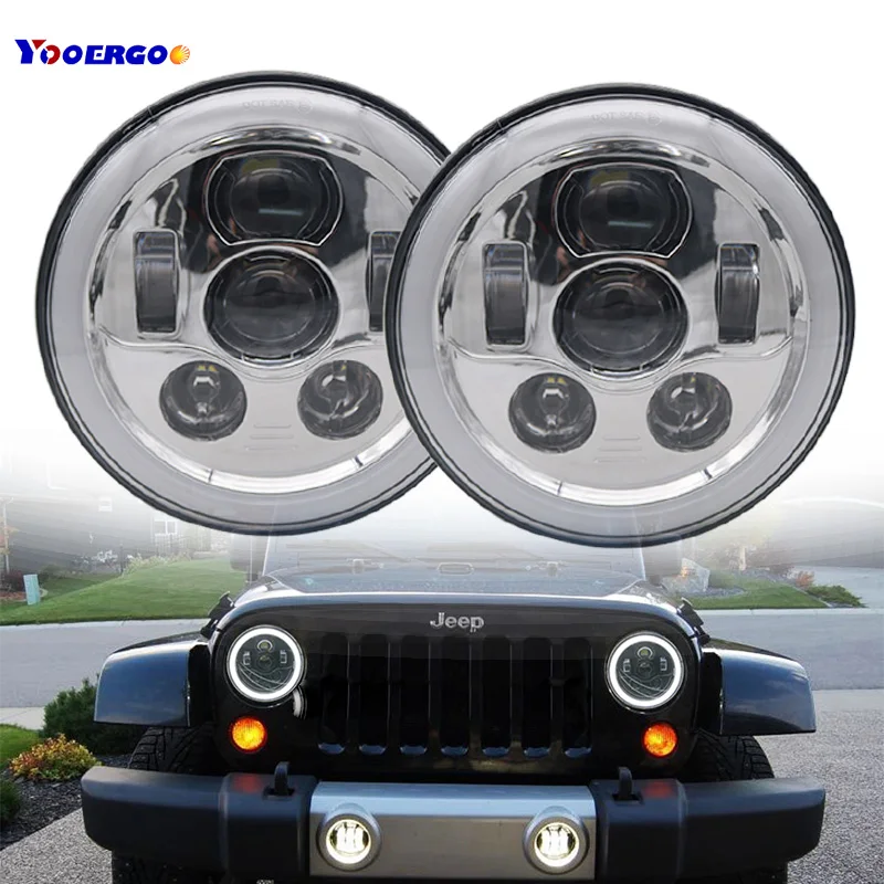 

For jeep wrangler Lada 4x4 urban Niva NissanV UAZ Hunter Suzuki Samurai 7Inch LED Headlight 45W Daymaker Headlamp (2pcs black )