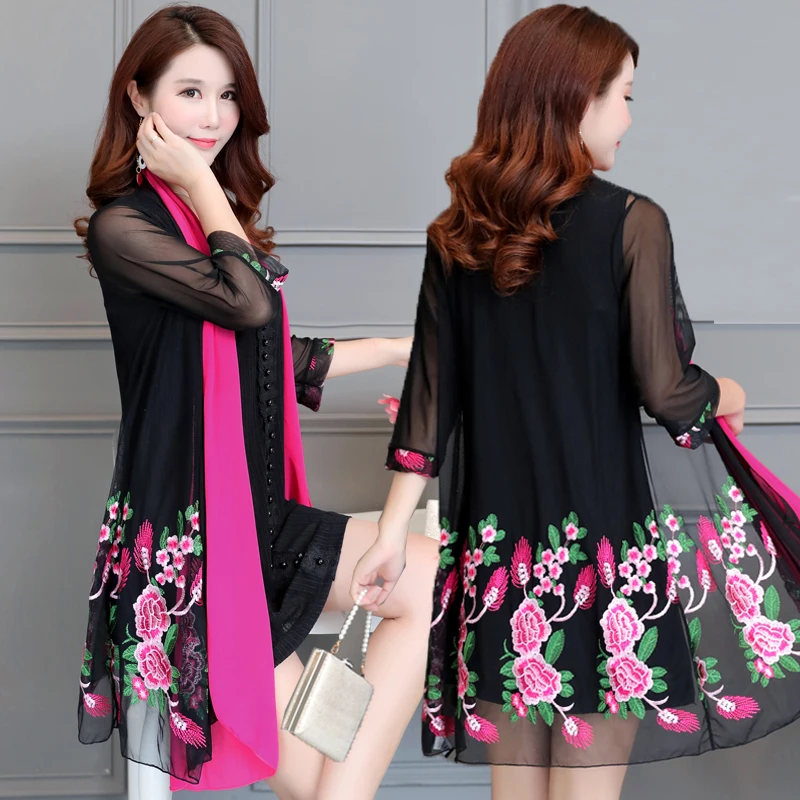 floral embroidery casual mini dress