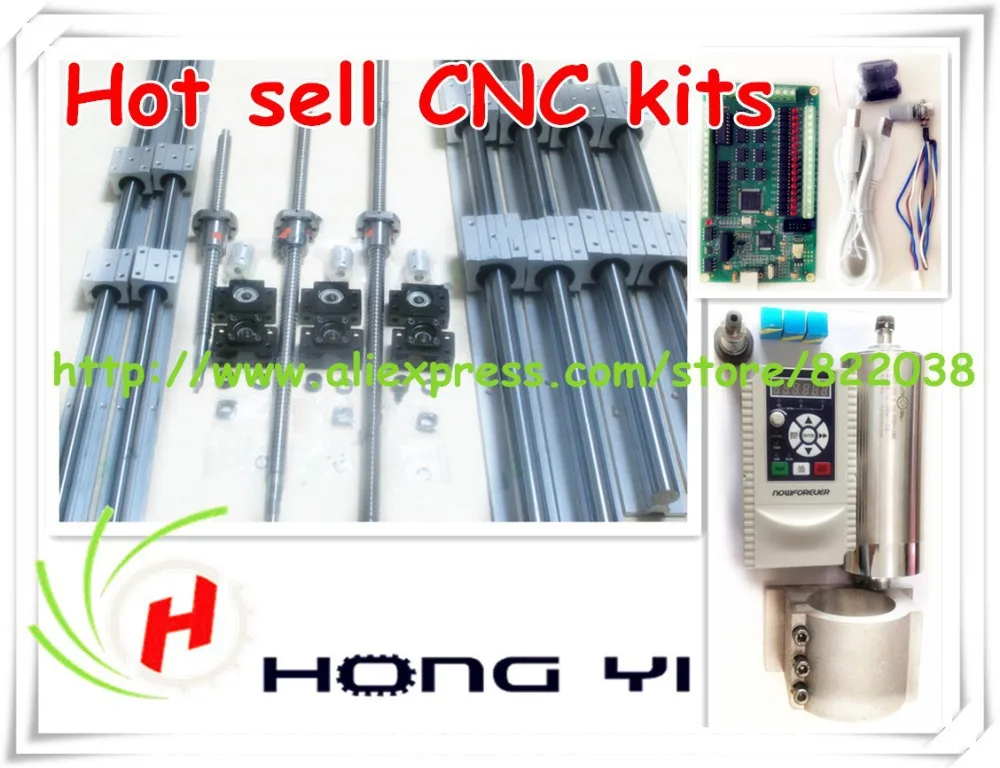 

HGR25 linear guide + DFU1605 ball screw double nuts + 0.8KW Spindle motor + Servo Motor 90ST-M02430 +