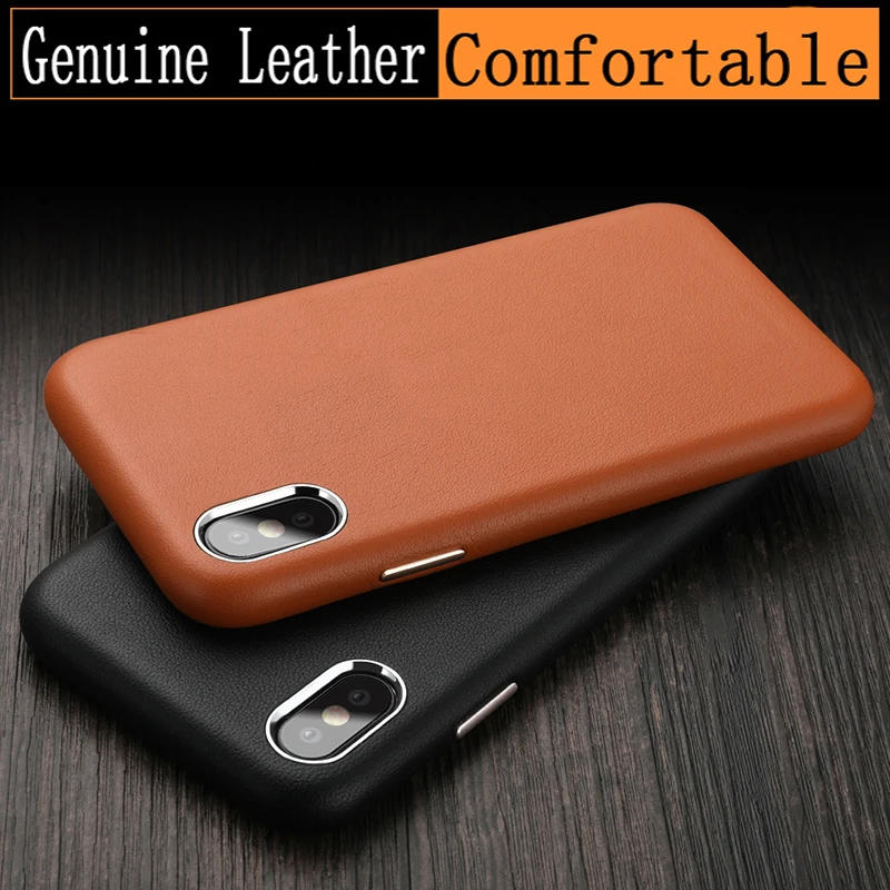 LANGSIDI New Luxury Genuine Leather phone case for iphone 6plus case X XS XS MAX XR 6 7 8 8plus High end protective cover