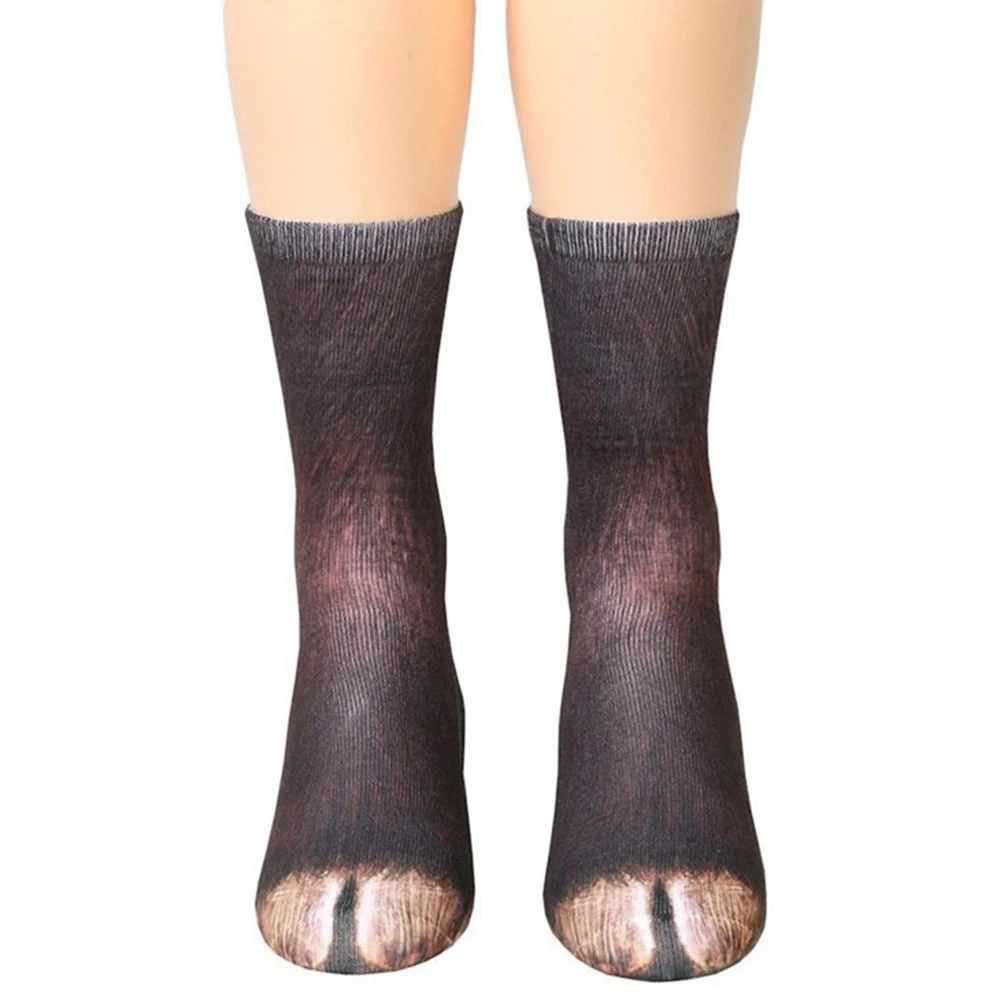 Новинка 3D с принтами животных в виде лапы коготь копыта Paw экипажа носки унисекс Для женщин Для мужчин Хлопковые эластичные мягкие дышащие