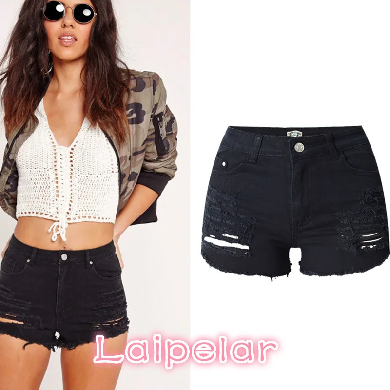 2018 Summer Jeans Shorts Women Casual Trouser High Waisted Shorts Black Sexy Ripped Short Denim Shorts For Women Laipelar 2018 Summer Jeans Shorts Women Casual Trouser High Waisted Shorts Black Sexy Ripped Short Denim Shorts For Women Laipelar