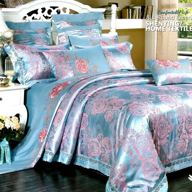 Best Price High Quality 4pcs Bedding Sets Home Textile Soft Satin Jacquard Quilt Cover 200*230cm Bed sheet 250*270cm Pillowcase 45*75cm*2pc Best Price High Quality 4pcs Bedding Sets Home Textile Soft Satin Jacquard Quilt Cover 200*230cm Bed sheet 250*270cm Pillowcase 45*75cm*2pc