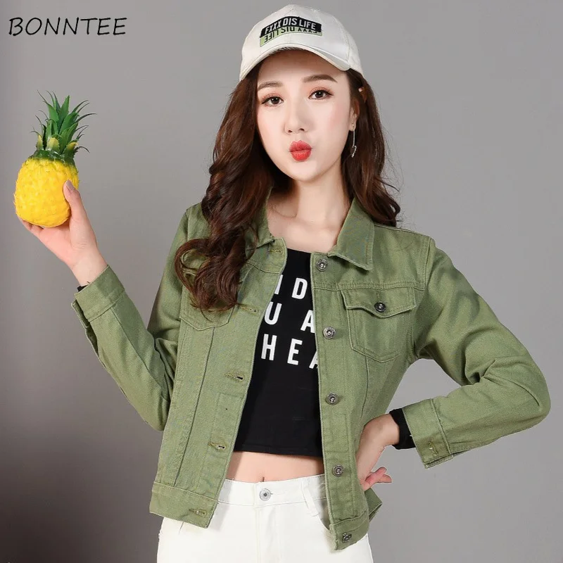 

Jackets Women Turn-down Collar Single Breasted Short Simple Korean Style Leisure Jacket Womens Soft Trendy Single Breasted Chic