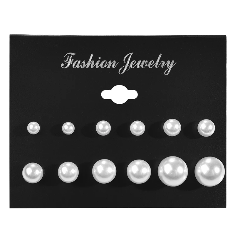 

6pairs White Simulated Pearl Earrings Set For Women Jewelry Fashion Ear Ball Stud Earrings Bijouteria Brincos Bijoux