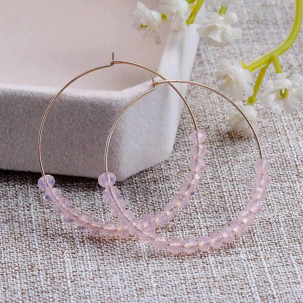 Bohemian Handmade Natural Stone Beads Hoop Earrings for Women New Fashion Loop Round Circle Creole Earring Designer Jewelry