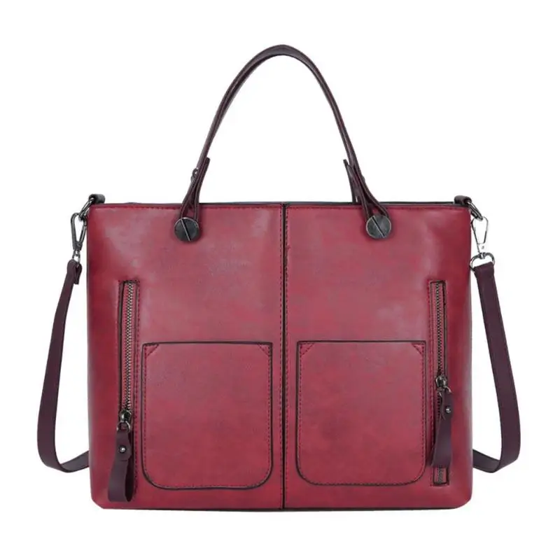 

Women Leather Handbags Shoulder Bag Vintage Winter Zipper Rivet Pocket Bags Casual Single Shoulder Bag Elegant Ladies Hand Bags