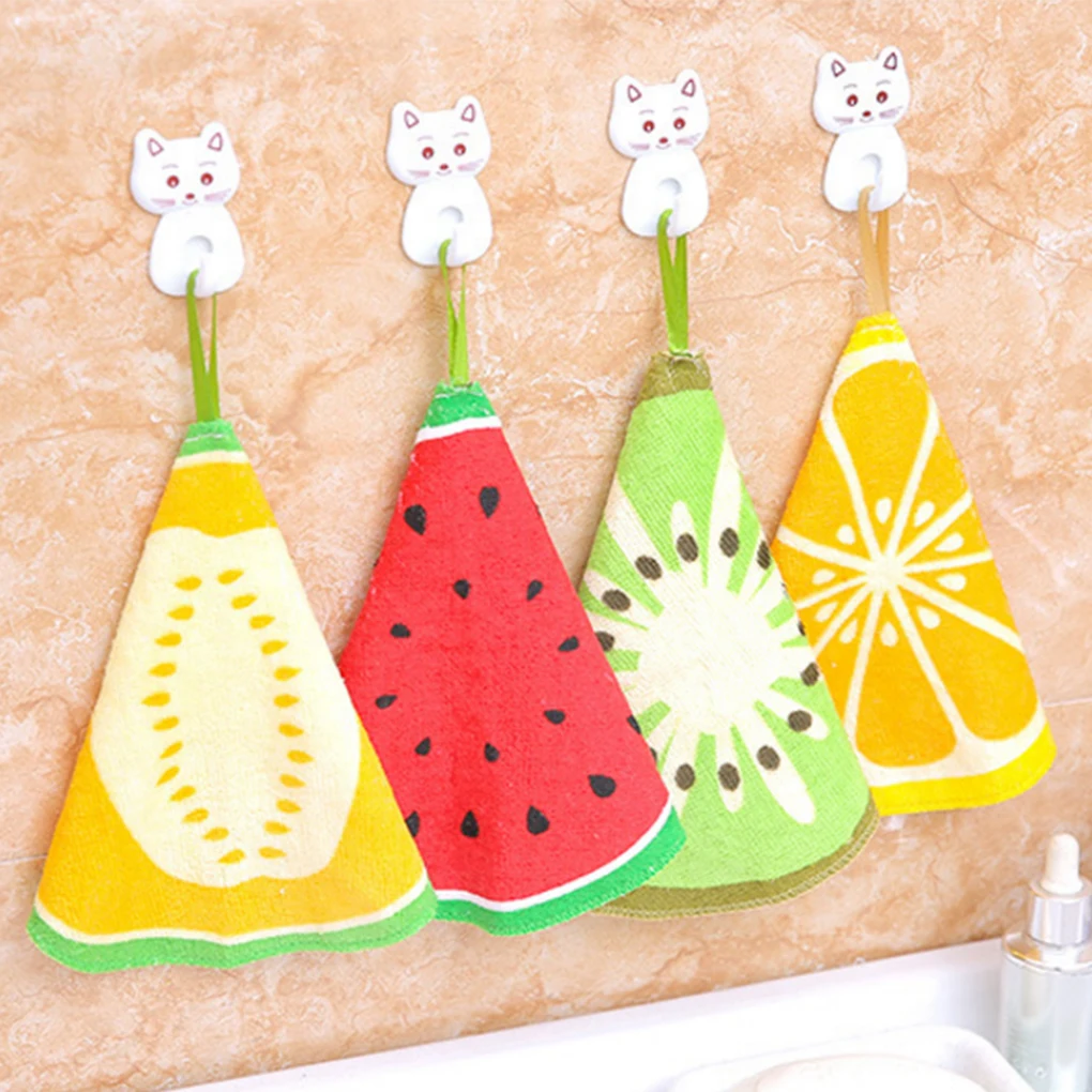 Baby Kids 20cm Round Cotton Hand Towel Kitchen Fruit Wipe Dishcloth Kitchen Hanging Towels Washcloths