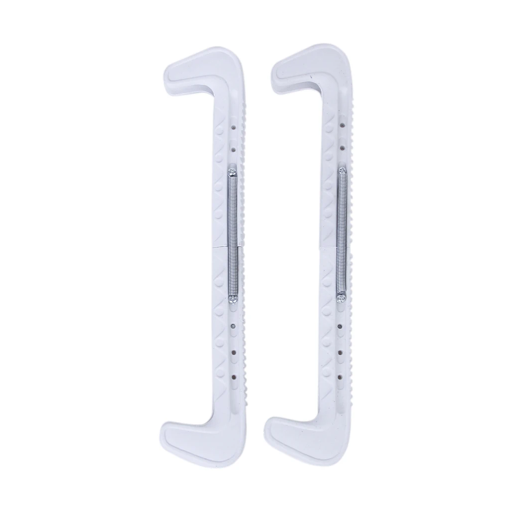 1Pair White  Ice Hockey Skate Blade Guards Covers Adjustable 