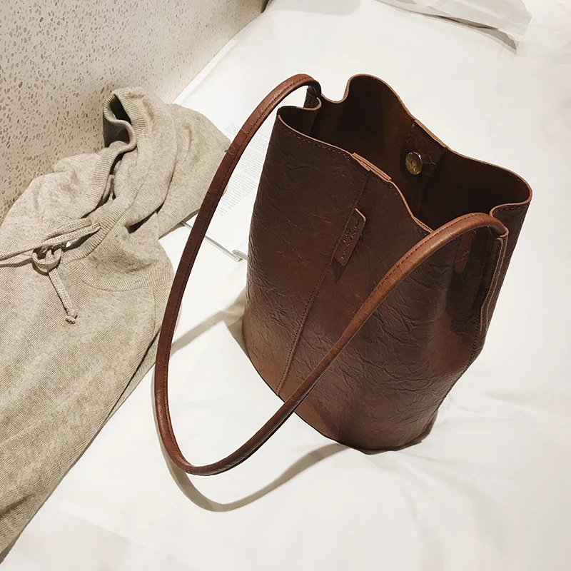 

High Quality Leather Bag For women Shoulder Bags Luxury Handbags Women Designer Messenger Bags Female High Capacity Bucket Bag