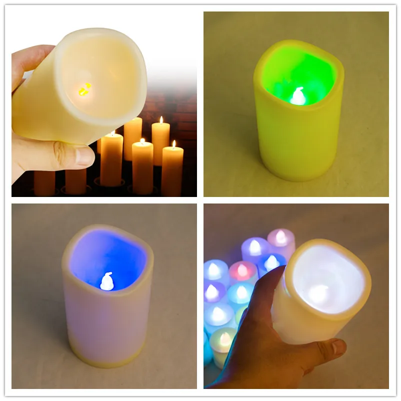 

Set of 3 LED Flameless Candles Multiple Colors Pillar Candle with Remote Timer