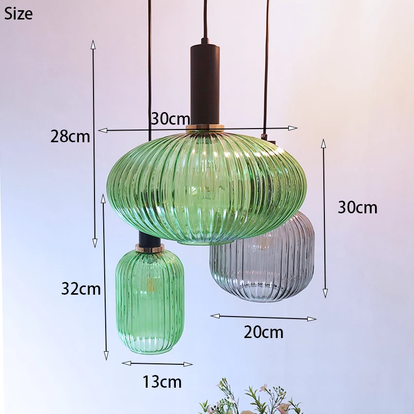  Nordic restaurant pendant lights gray/green/Cognac glass modern hanging lamp bedroom living room ki - 32952007192
