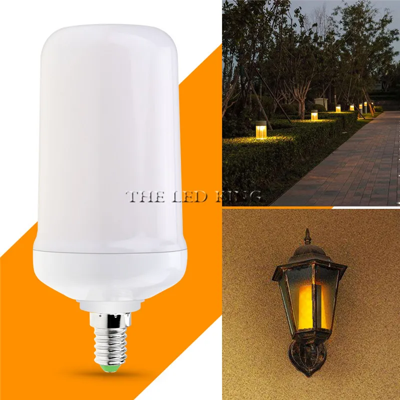 

E27 E14 LED Flame Effect Fire Light Bulbs 2835 Creative Lights Flickering Emulation Holiday Decoration flame Lamp 4 mode+Gravity