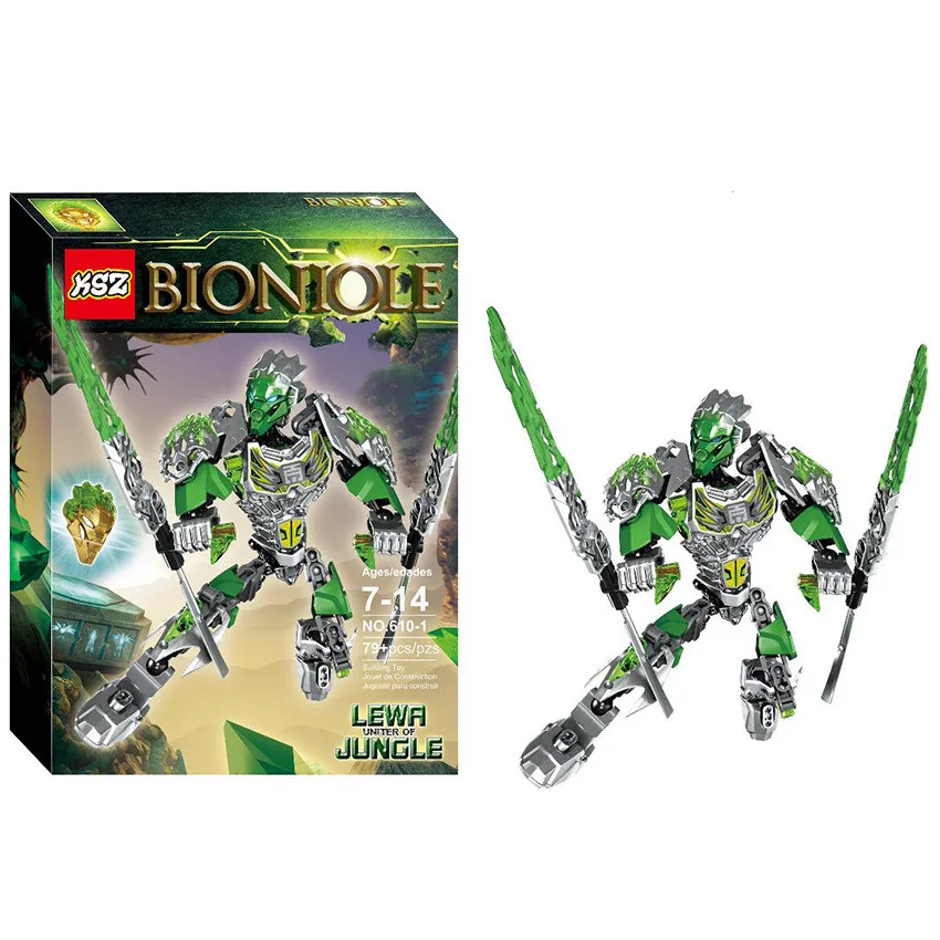 

BIONICLE 79pcs Lewa Jungle Keeper Figures 610-1 Building Block Toys For Boys Compatible legoing 71305 BIONICLE Gift