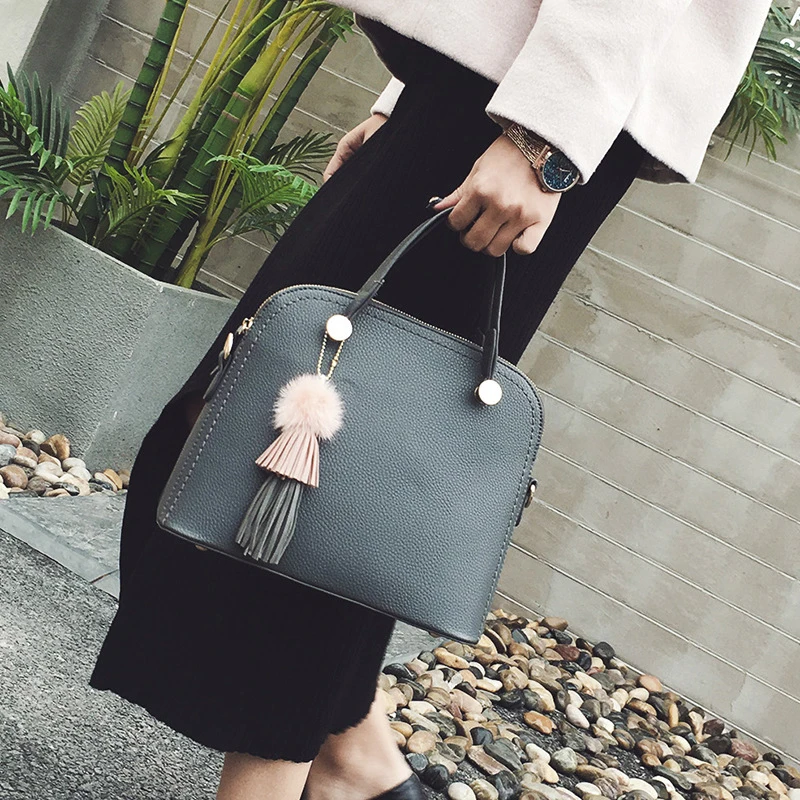 2017 new women PU handbag Fashion Bear Strap solid shoulder bag Large capacity messenger bag