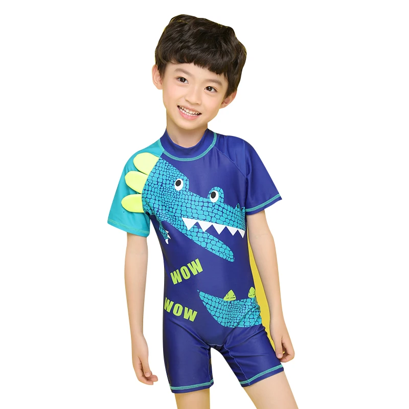 

2018 New baby boys one piece swimwear cartoon cute swimsuit for children kid summer sports beachwear short sleeve surfing suit
