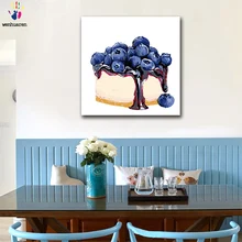 DIY картинки для раскраски по номерам с цветами черника сэндвич торт Картина Рисунок Живопись по номерам в рамке