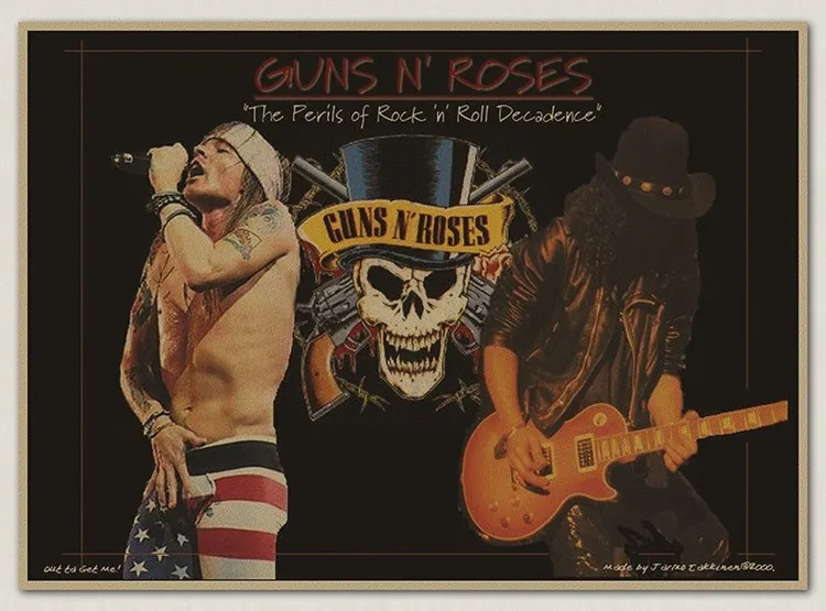 The guns N 'roses N' Roses Gnr крафт-бумага плакат ретро рокеры декоративная живопись плакаты винтажная Наклейка на стену