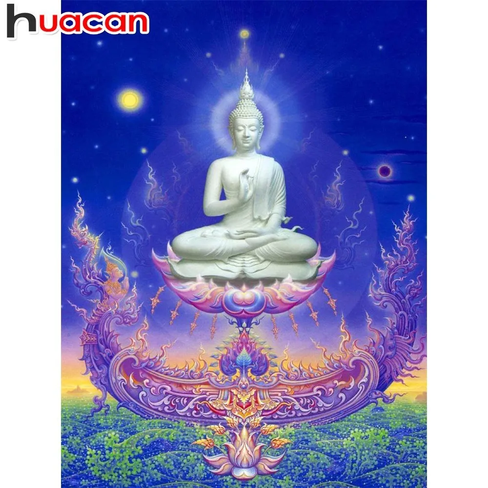 

HUACAN Diamond Mosaic Religious 5D DIY Diamond Painting Shakya Mani Buddha Diamond Embroidery Full Square Picture Of Rhinestones