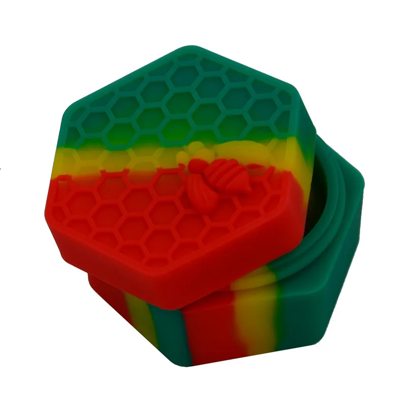 

Silicone Wax Container 26ml honeybee hexagon Silicon dab tool storage oil Jars Concentrate Case for slick oil hash butane