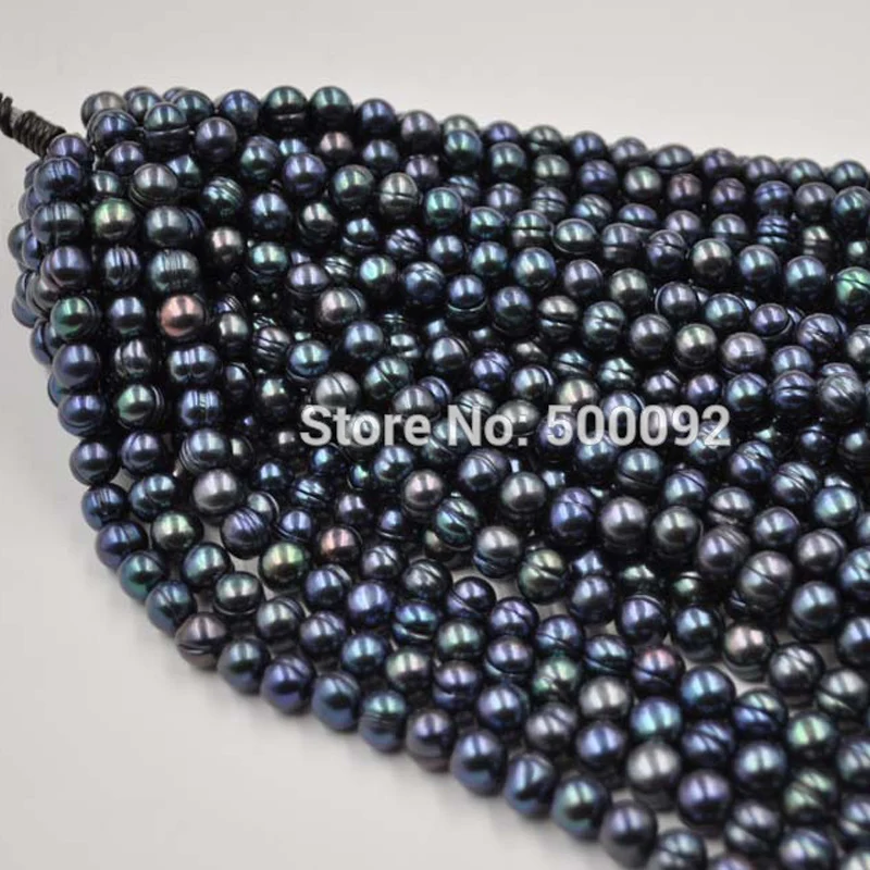 

wholesale 5 strands 9-10mm black freshwater pearl strands free shipping