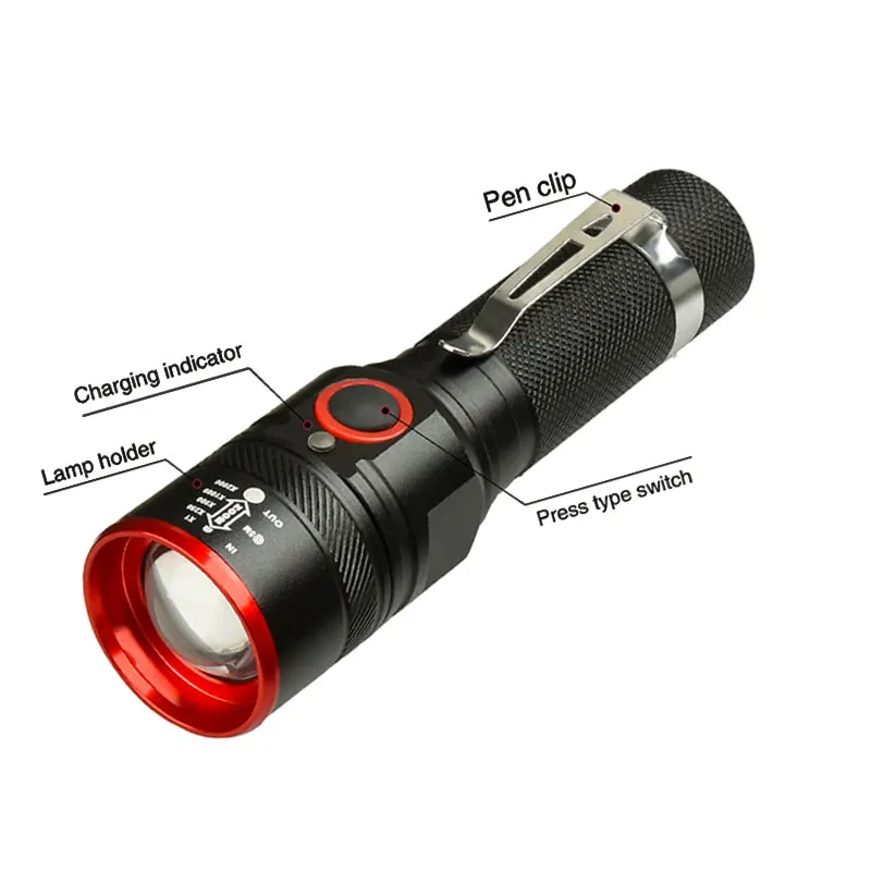 6200lm USB Перезаряжаемый Фонарик XML T6 светодиодный фонарик zoom 3 Режим 18650 с