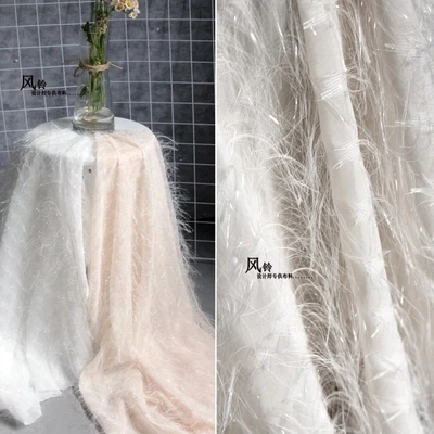 

1 Yard 3d tassel lace fabric White and Light pink color in stock! Elegant new lace items designer fabric diy dresses fabric!