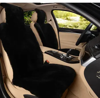 

OKAYDA Black car seat cover Universal Full fur Sheepskin 100% New Arrival Protection your car seat warm in winter free shipping