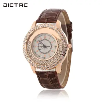 

24cm PU Leather Band WristWatch Women'S Wrist Watch Elegant Stainless Quartz Watch Casual Girls Fashion Outdoors