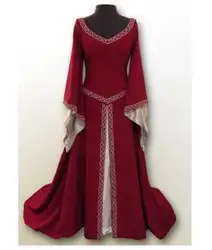 S-5XL женское сексуальное средневековое платье черного цвета в винтажном стиле, готическое платье длиной до пола, платья для косплея в стиле
