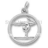 

fashion 100pcs a lot rhodium plated gymnastics girl sport charm