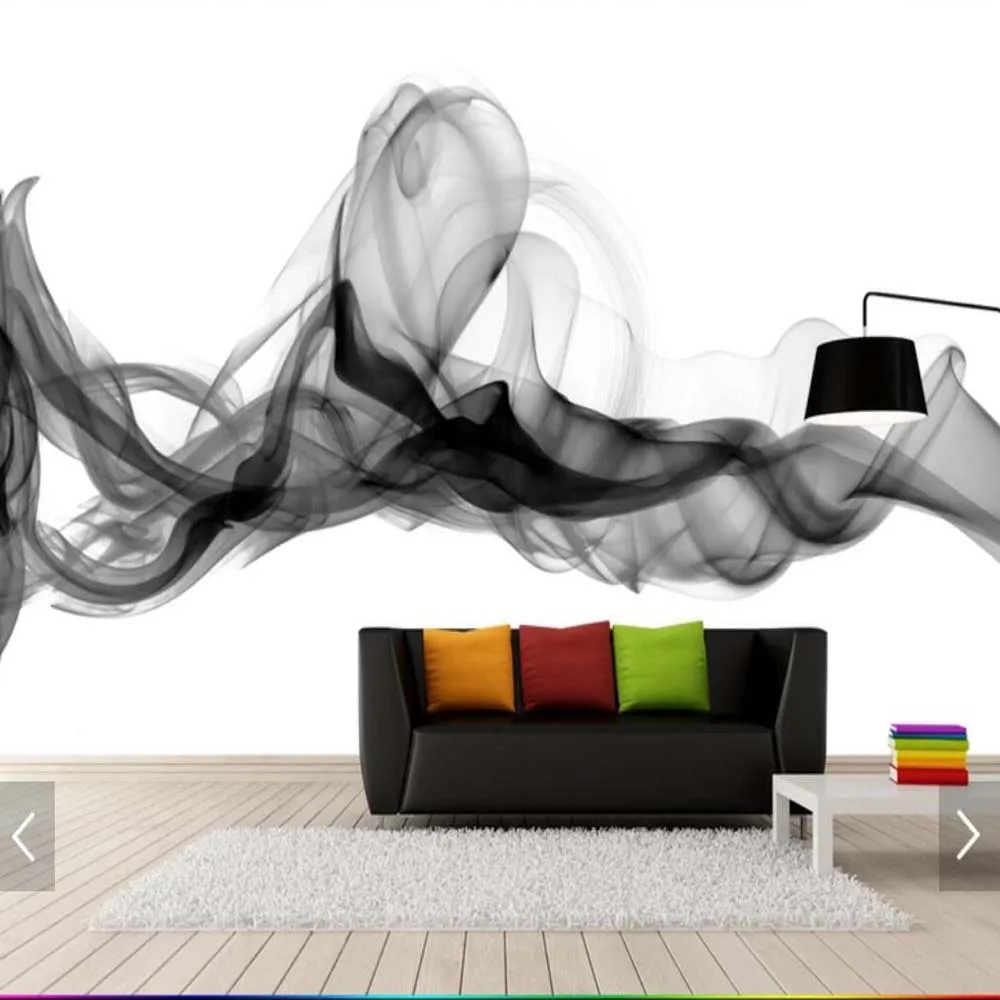 European Hand Painting Black White Smoke Creative Wallpaper Mural for Living Room 3D Printed Photo Murals Wall Paper Custom |