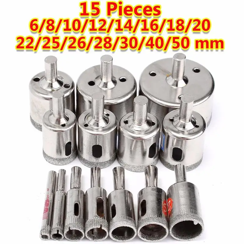 Buy 15Pcs Diamond Hole Saw Set Tile Ceramic Glass