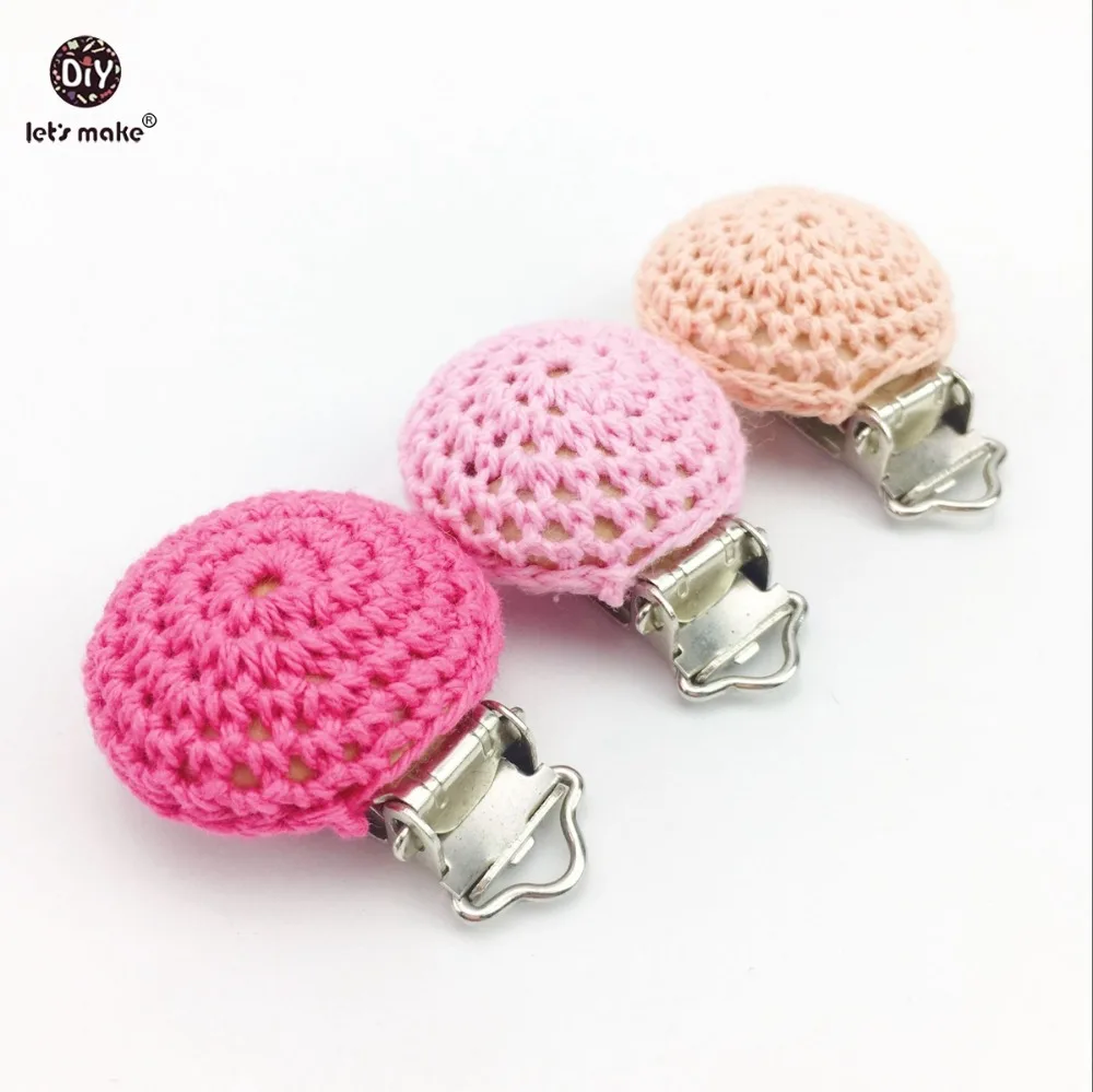 

Let's Make Natural Wooden 10pc Small Size Crochet Dummy Metal Clips Round Teether Pacifier DIY Accessories Clip Chains Teether