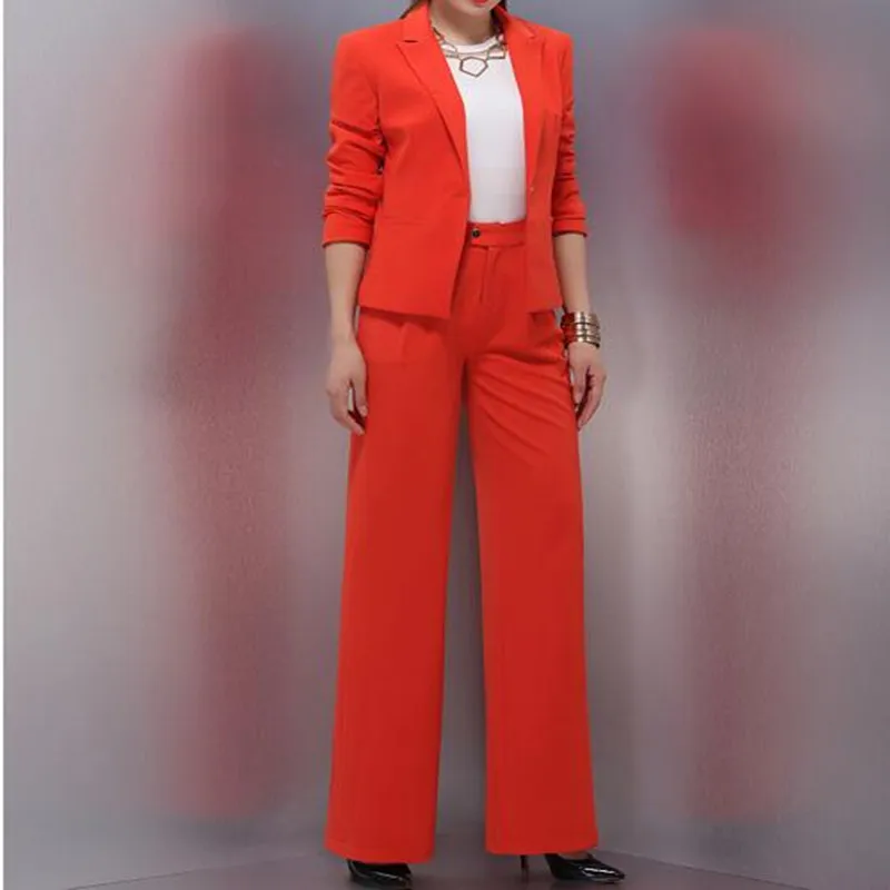 17.1             Custom fashion new solid color elegant temperament ladies suit two-piece jacket + wide leg pants women's business formal suit
