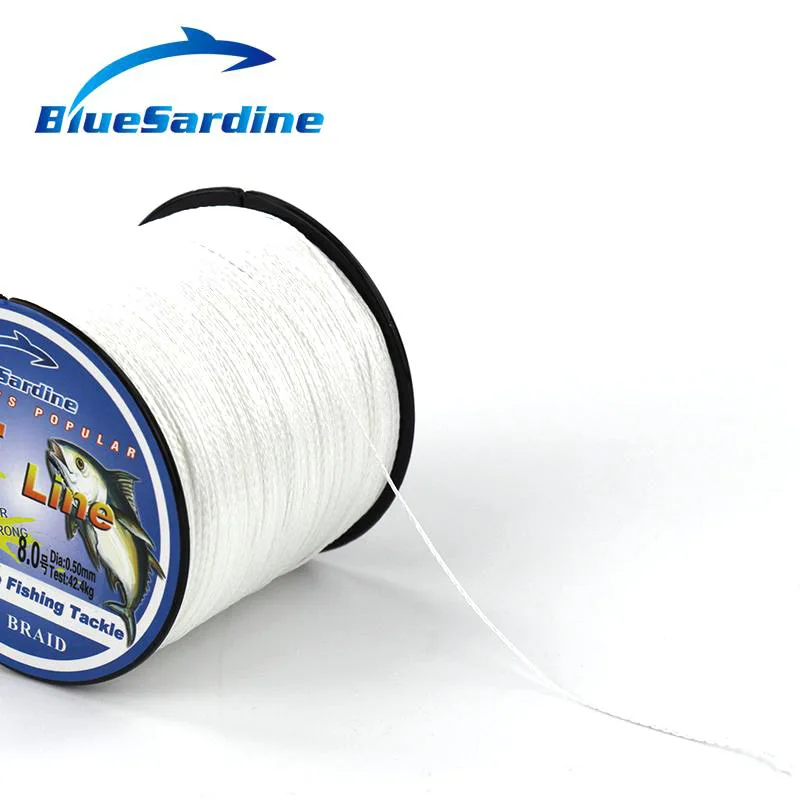 Белая леска для рыбалки BlueSardine 300 м мультифиламентная плетеная супер прочная 12
