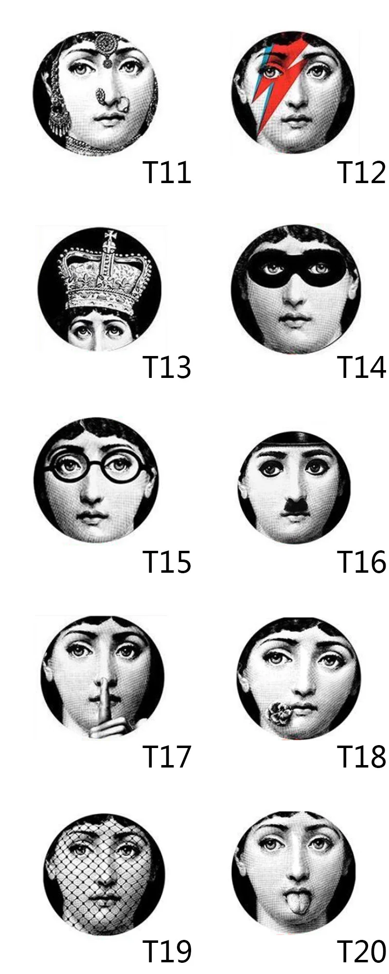 Прозрачные декоративные наклейки на стену Fornasetti, качественные отделенные круглые обои для декора ванной комнаты, 10 шт