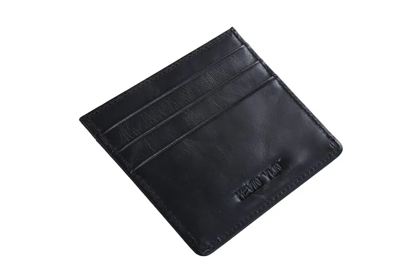 KEVIN YUN Designer Brand Vintage Men Card Holder Wallet Genuine Leather Mini Pocket Credit ID Card Case