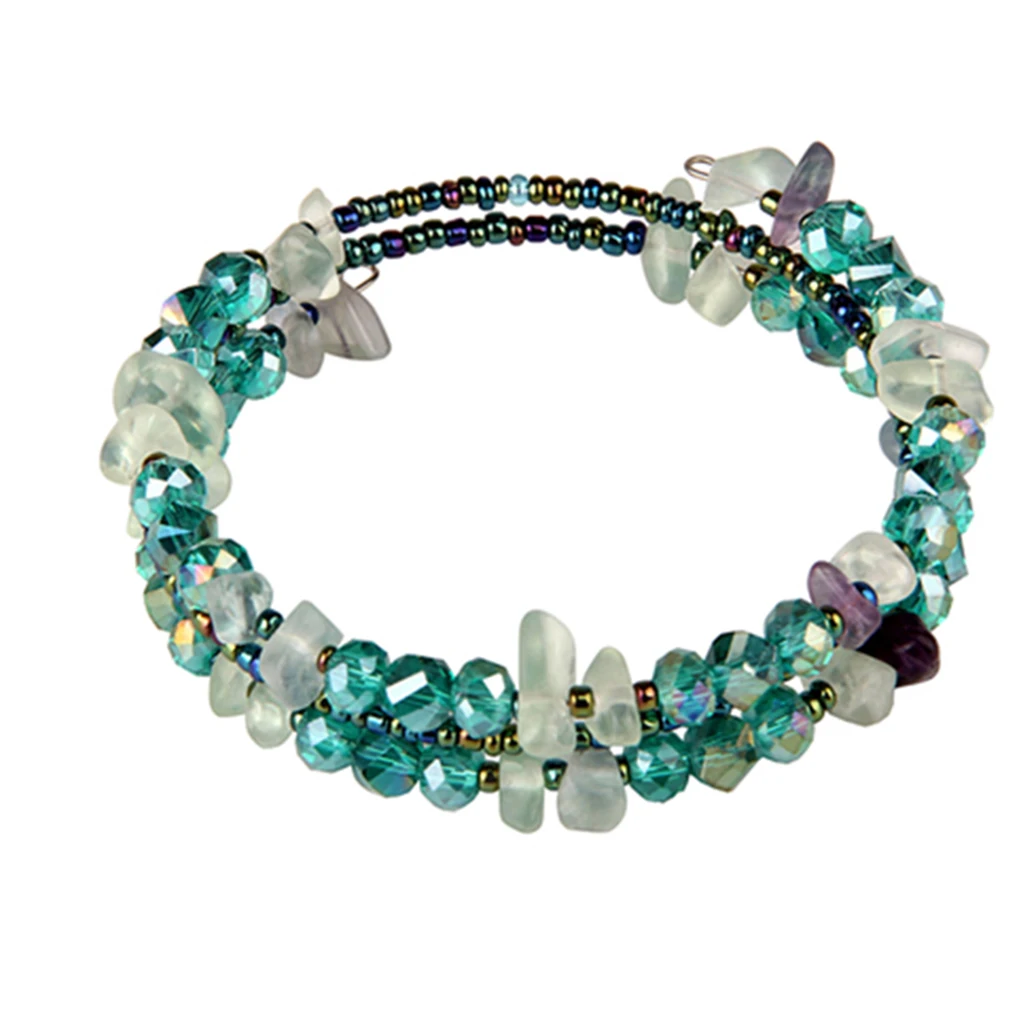 Irregular Shaped Loose Beads Strand Triple Layer Wire Bracelet Women Fashion Jewelry