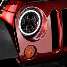 Bakuis 7 дюймов круглый проект мото светодиодный фары RGB Halo для Jeep Wrangler Bluetooth телефон приложение управления фары для джипа(пара