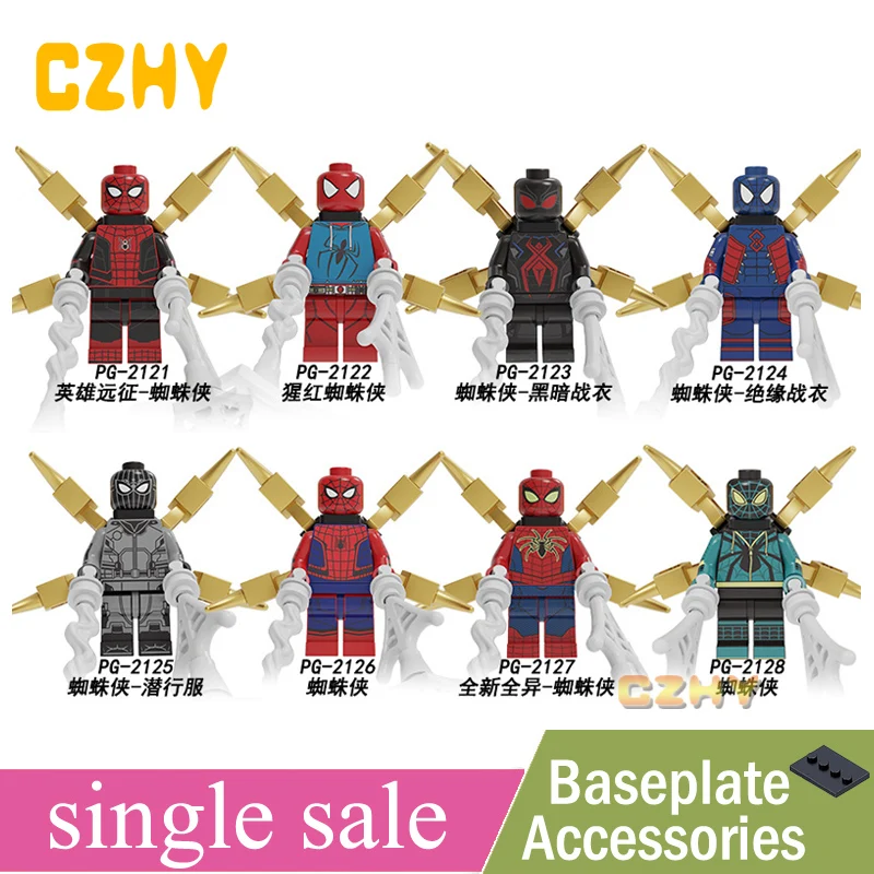 

Single Sales Spider-Man Far From Home Super Heroes Dark Battle Suit Scarlet Spiderman Building Blocks For Toys Kids PG8249