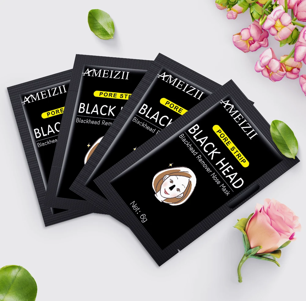 Ameizii Bamboo Charcoal Black Facial Korean Face Peeling Mask Nose Blackhead Remover Dots Skin Care Deep Cleaning Acne Treatment