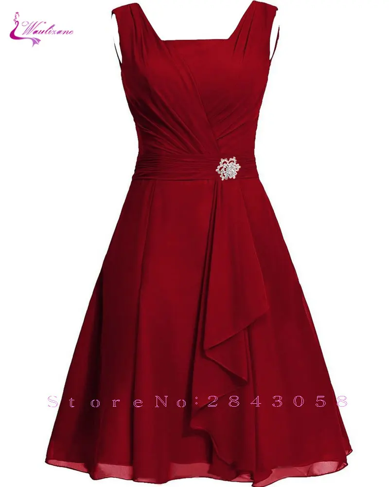 Waulizane Elegant Chiffon A-Line Prom Dresses Zipper Sleeveless Formal Dresses 16 colors Available Customs Made Regular Sleeve