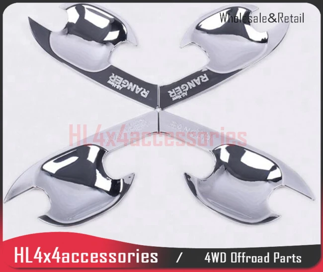 For FORD RANGER Door Handle cover chrome Bowl Cover RANGER T6 T7 2012 2016 Chromium Styling
